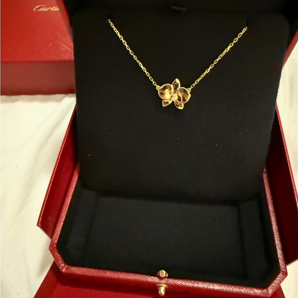 Cartier Caress d'Orchidées Necklace 18K Rose Gold with Diamond – Authentic Carti